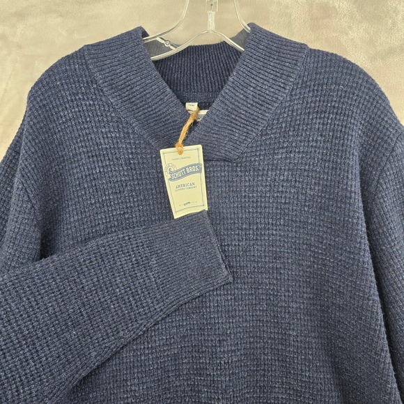 Schott Bros Size Large Sweater Navy Wool Blend Waffle Knit Davey luxury menswear